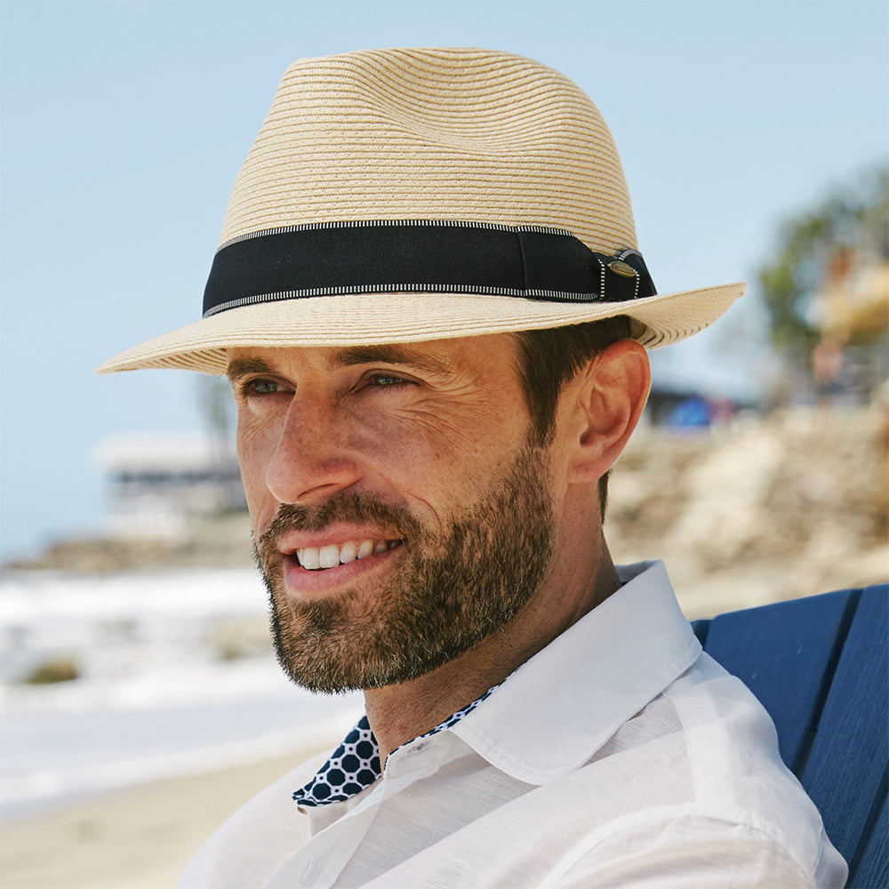 Chapeau Fedora en Paille Toyo Tressage Fin Wyatt naturel SCALA