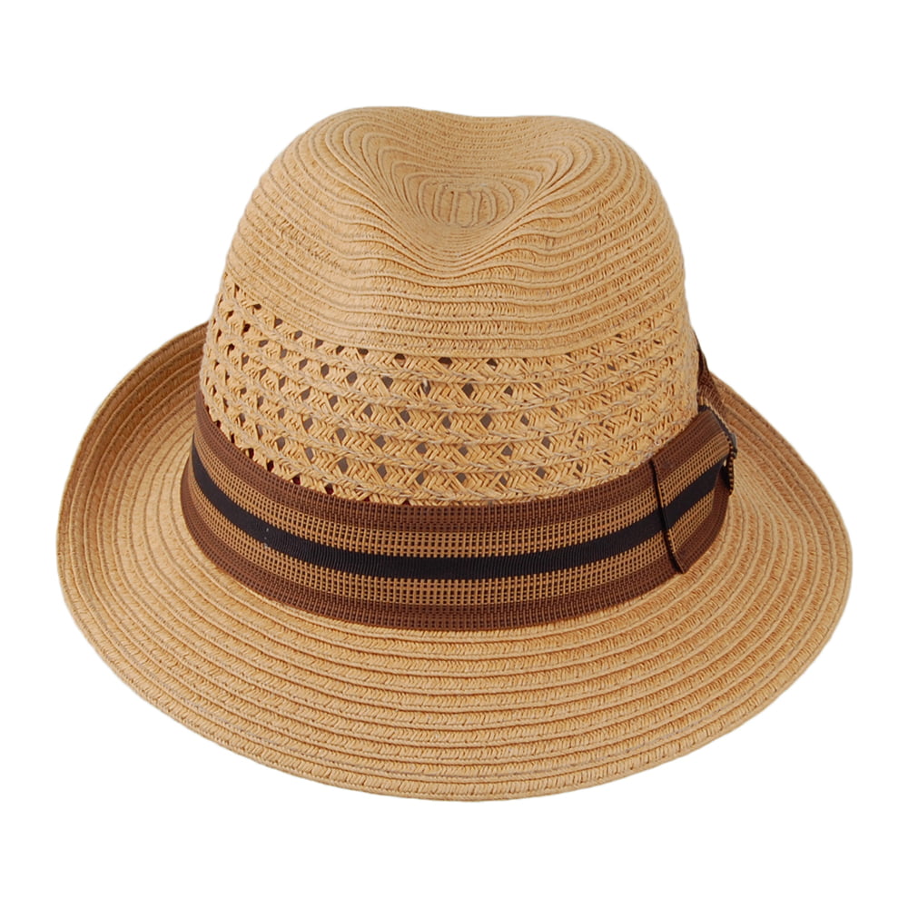 Chapeau Fedora en Papier Tressé Ventilé Baytown thé SCALA