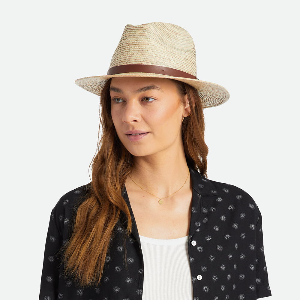Chapeau Fedora en Paille Messer naturel BRIXTON