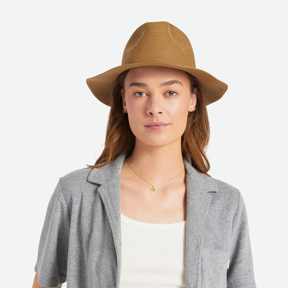 Chapeau Fedora en Paille Pliable Wesley cuivre BRIXTON