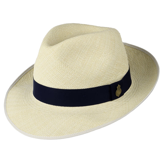 Chapeau Fedora Panama avec Bandeau bleu marine Classic Preset semi-décoloré CHRISTYS