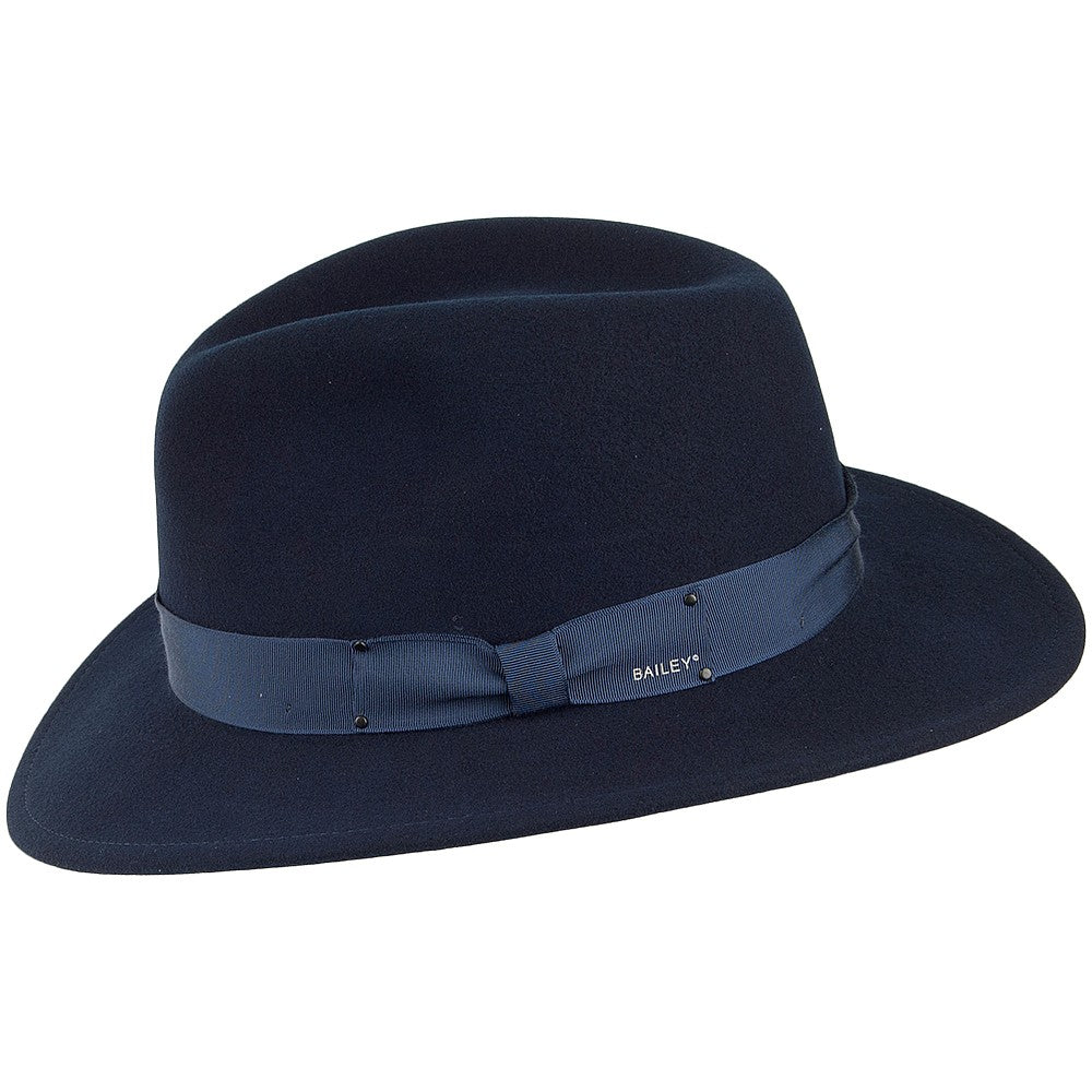 Chapeau Fedora en Laine Feutrée Déformable Hydrofuge Curtis bleu marine BAILEY