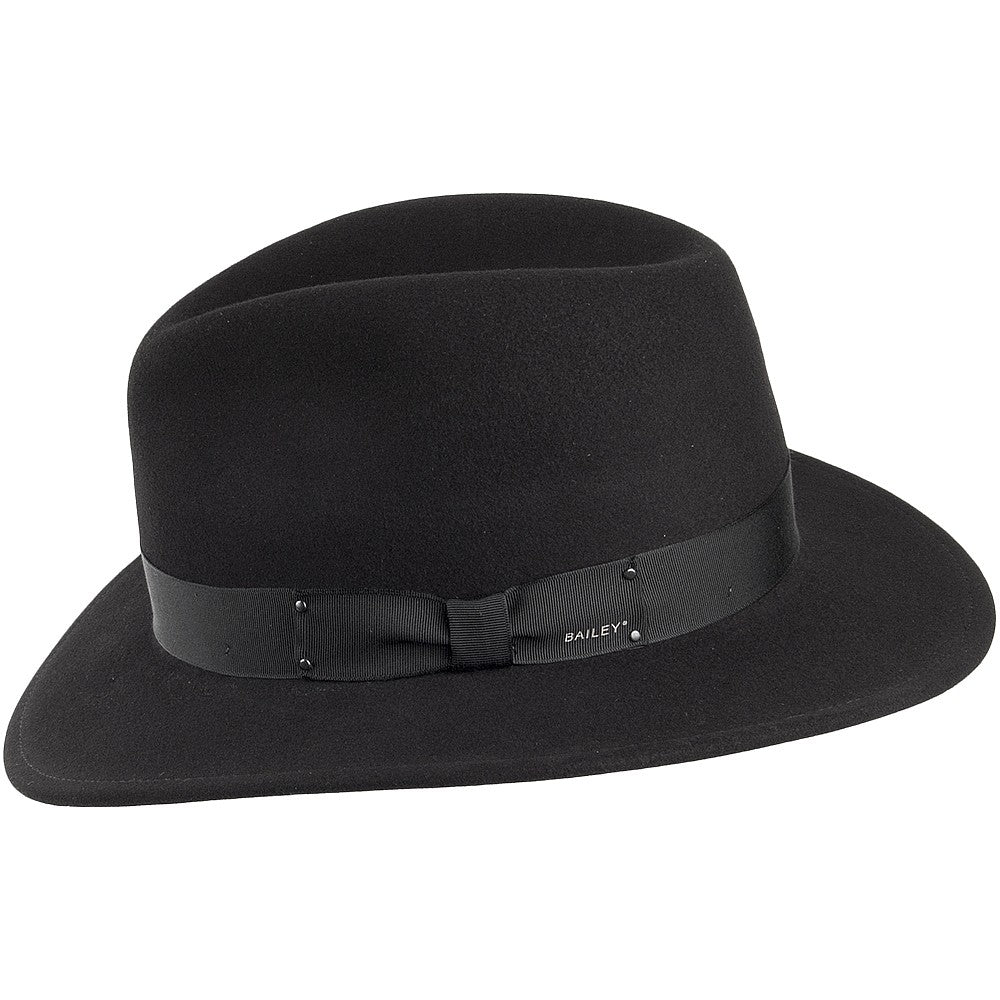 Chapeau Fedora en Laine Feutrée Déformable Hydrofuge Curtis noir BAILEY