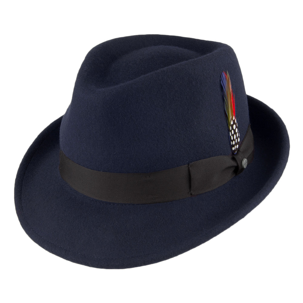 Chapeau Pork Pie Déformable Jaxon & James - Laine Feutrée Bleu Marine - Style Vintage Indémodable