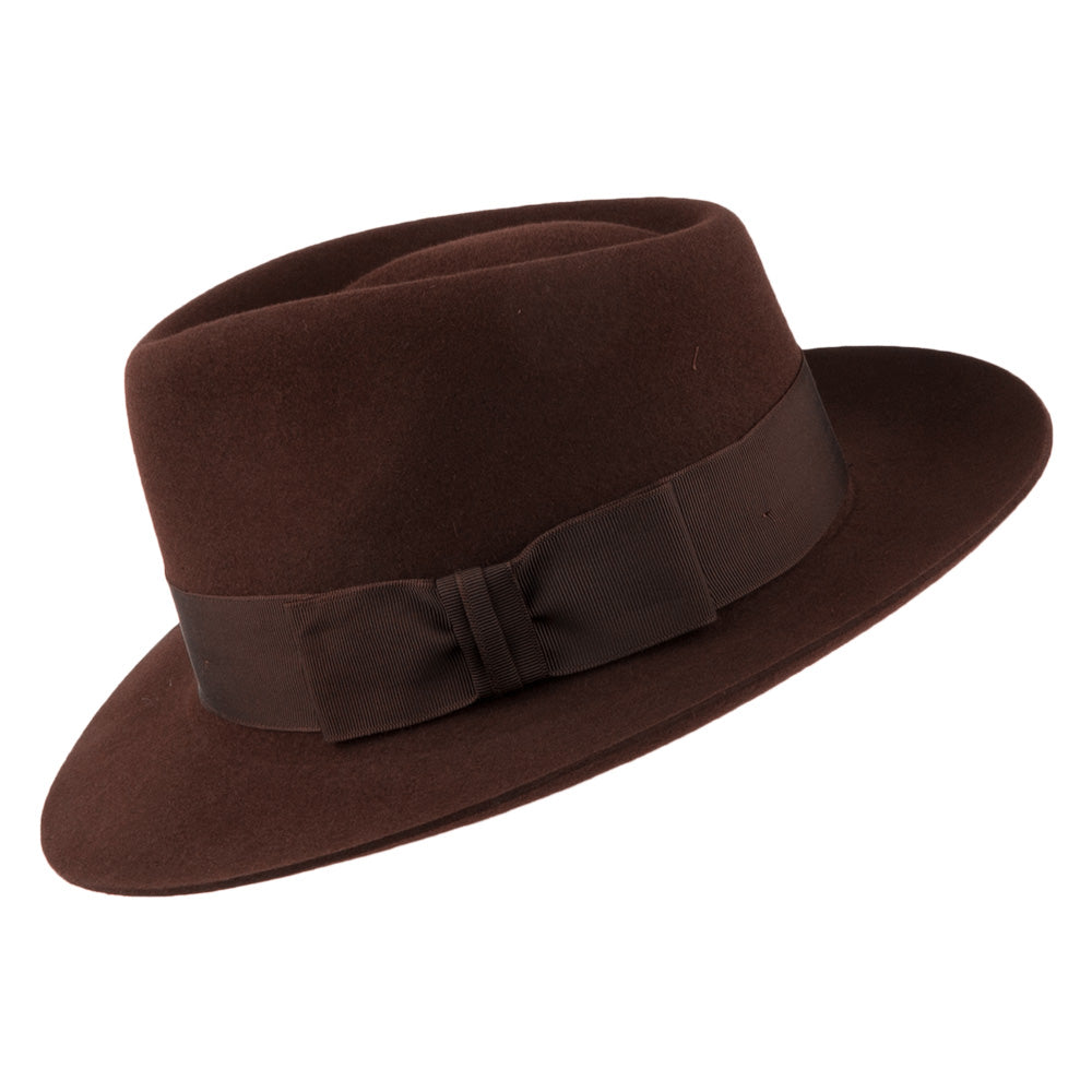 Chapeau Fedora en Fourrure Feutrée Casablanca marron CHRISTYS