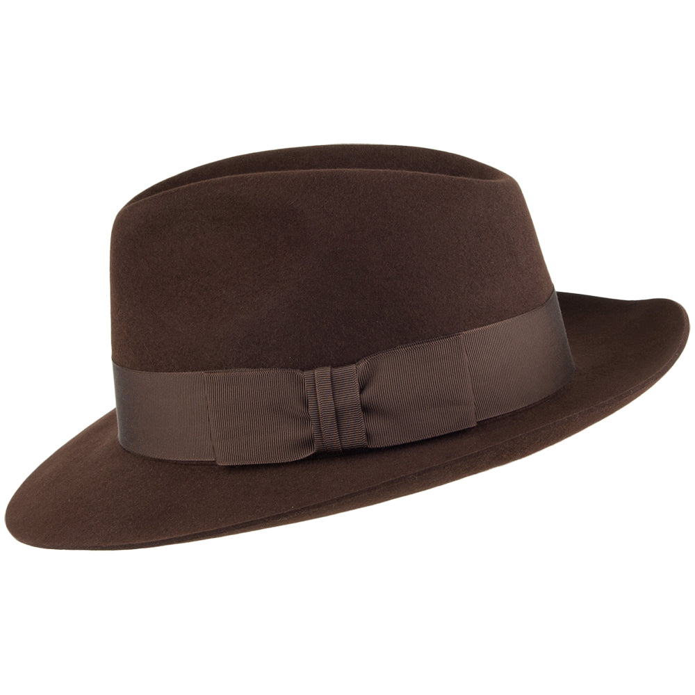 Chapeau Fedora en Fourrure Feutrée Knightsbridge marron CHRISTYS