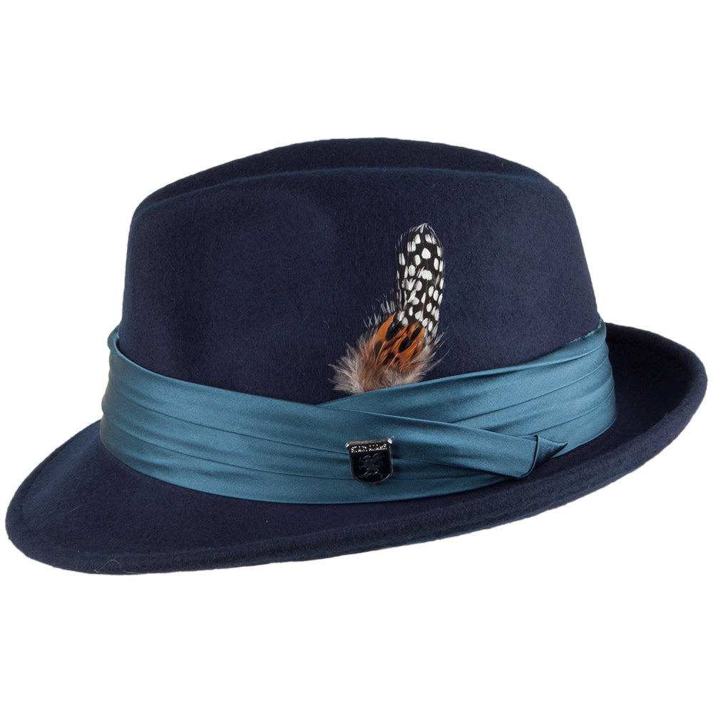 Chapeau Trilby en Laine Feutrée Déformable bleu marine STACY ADAMS