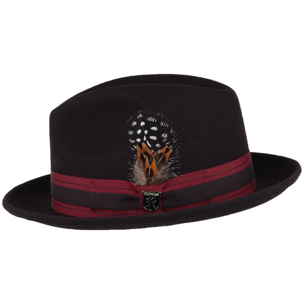 Chapeau Trilby en Laine Feutrée Pinch Crown Irving noir STACY ADAMS