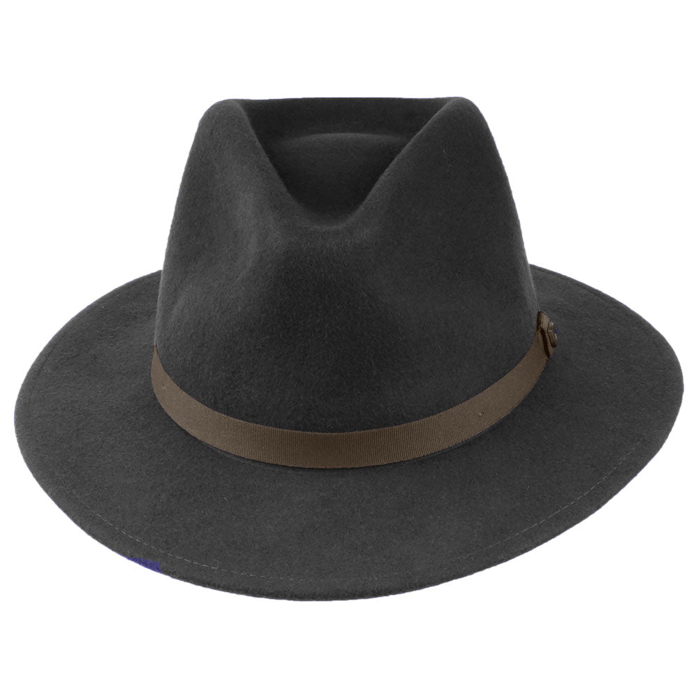 Chapeau Fedora en Laine Feutrée Pliable Messer noir délavé-marron BRIXTON