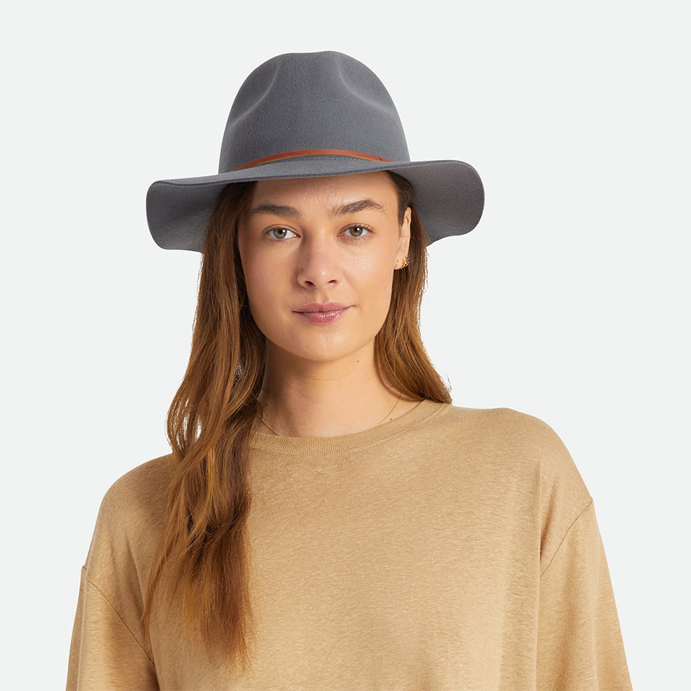 Chapeau Fedora en Laine Feutrée Wesley gris BRIXTON