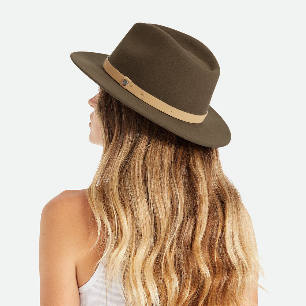Chapeau Fedora en Laine Feutrée Messer marron-naturel BRIXTON