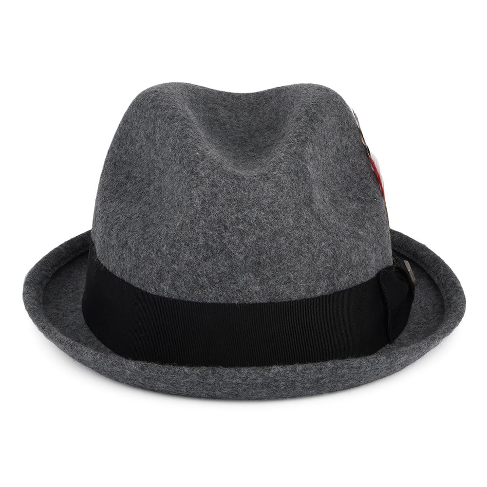 Chapeau Trilby en Laine Feutrée Gain gris chiné foncé BRIXTON