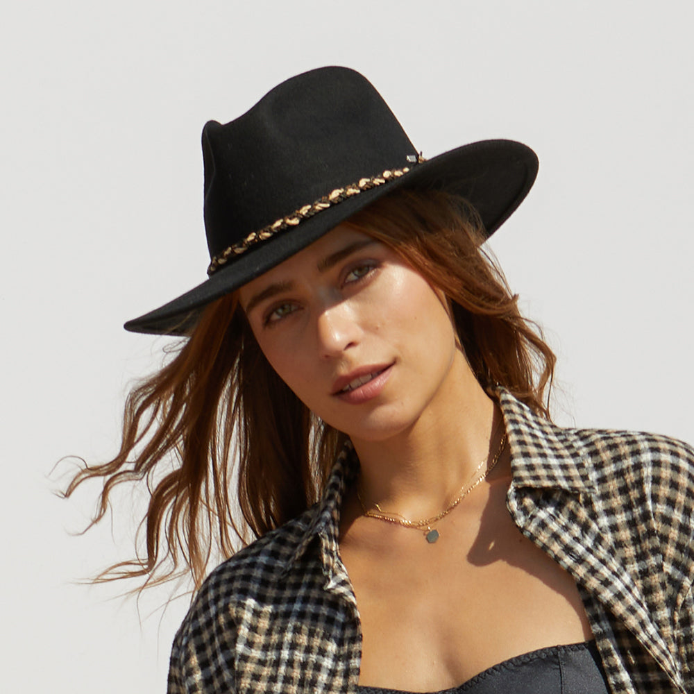 Chapeau Fedora en Laine Feutrée Messer Western noir BRIXTON