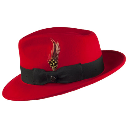 Chapeau Fedora en Laine Feutrée Déformable C-Crown rouge JAXON & JAMES