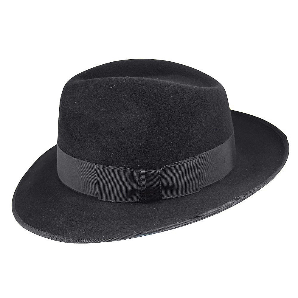 Chapeau Fedora en Fourrure Feutrée Gangster noir CHRISTYS