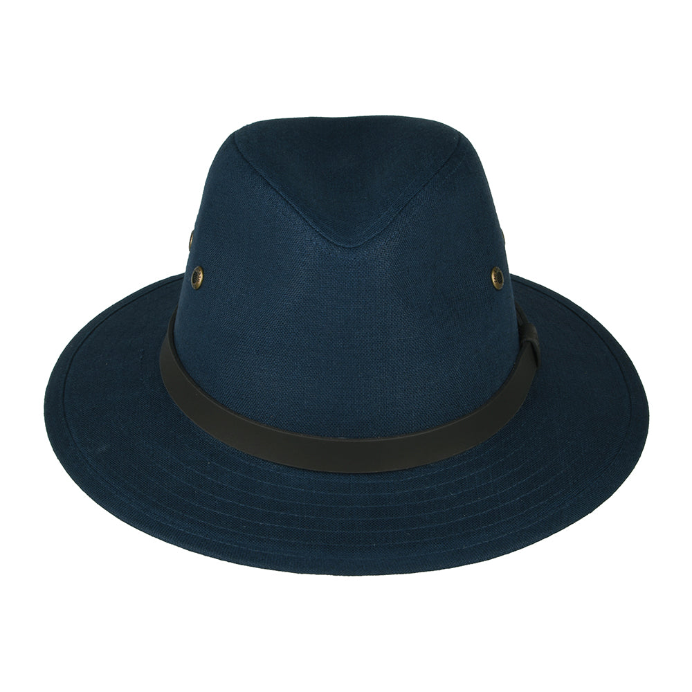 Chapeau Fedora Safari en Lin Irlandais bleu marine FAILSWORTH