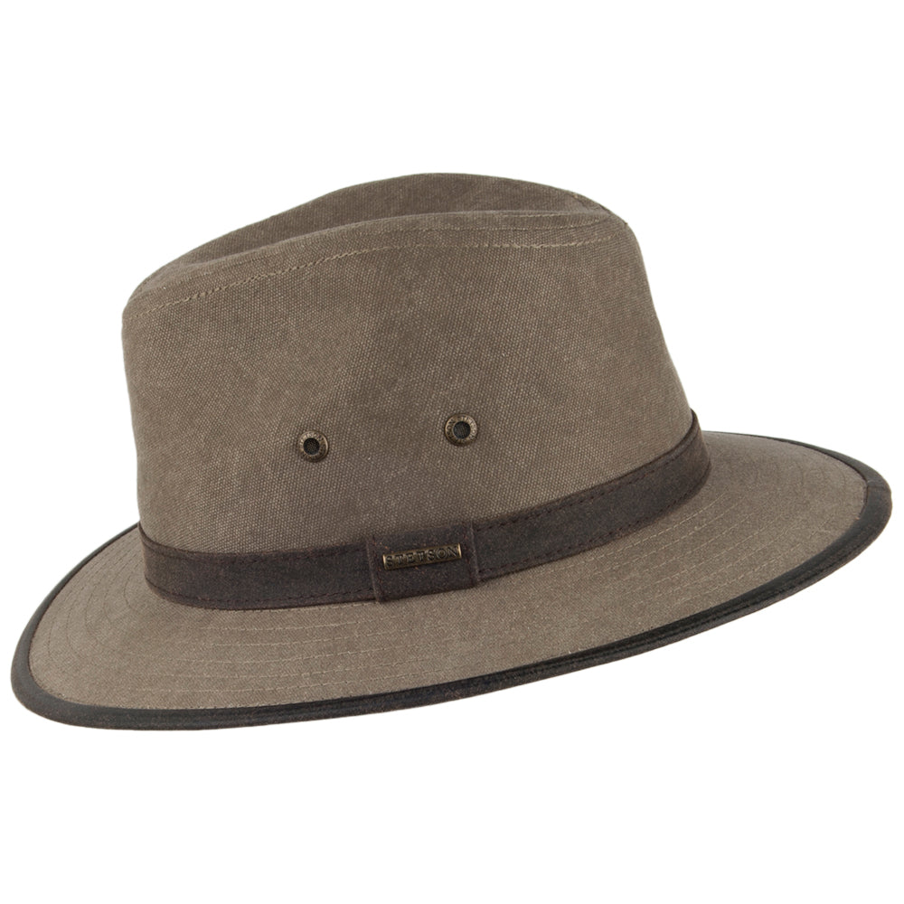 Chapeau Fedora Safari en Toile de Coton khaki STETSON