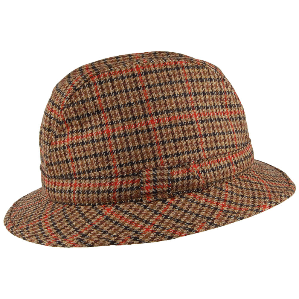 Chapeau Trilby Enroulable en Cachemire Pied-de-Poule Enroulable mélange de marrons CITY SPORT
