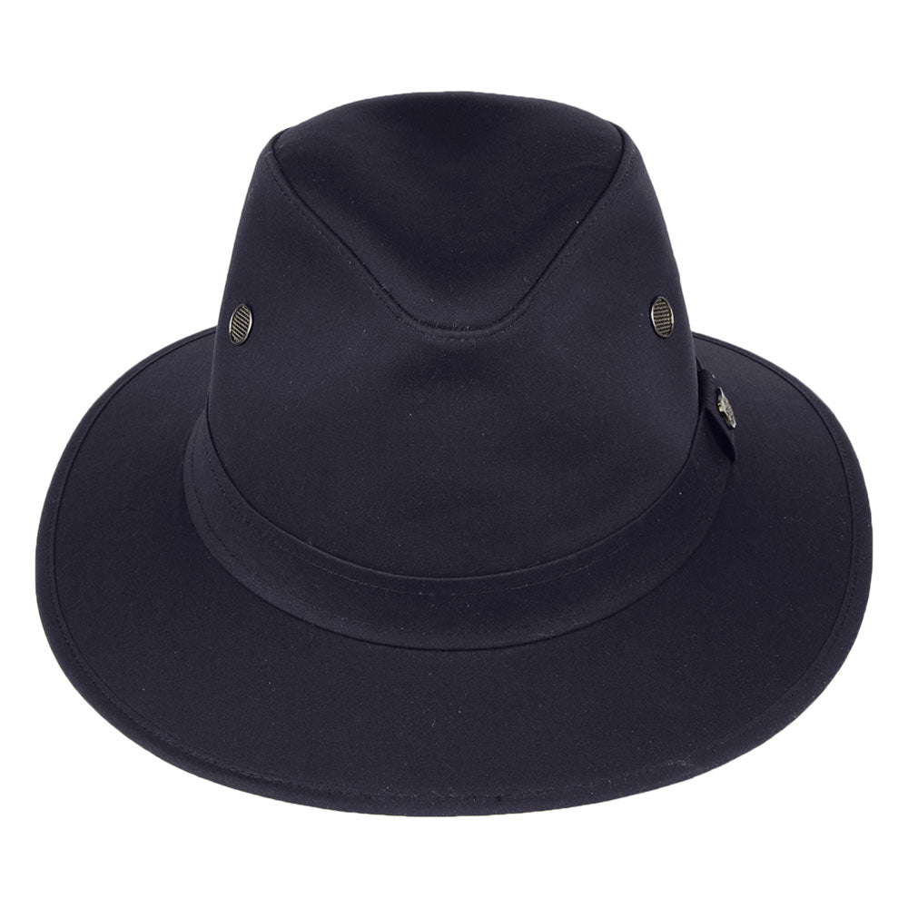 Chapeau Fedora en Coton Ciré Hydrofuge Drifter bleu marine FAILSWORTH