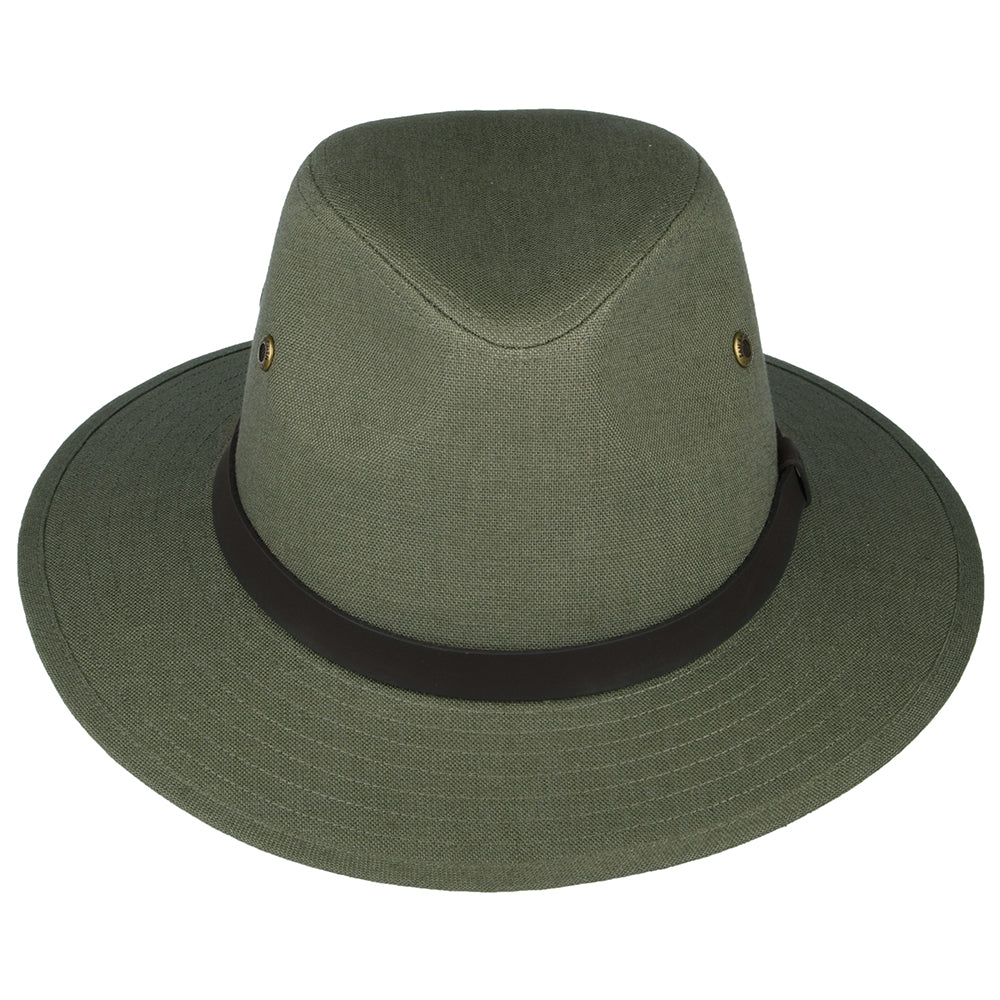 Chapeau Fedora Safari en Lin Irlandais khaki FAILSWORTH