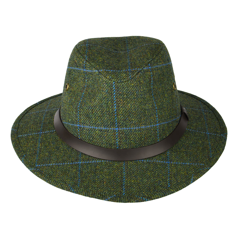 Chapeau Fedora Hydrofuge à Carreaux Huntsman vert-bleu FAILSWORTH