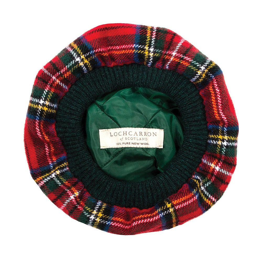 Chapeau Tam O'Shanter en Laine d'Agneau Royal Stewart rouge LOCHCARRON OF SCOTLAND