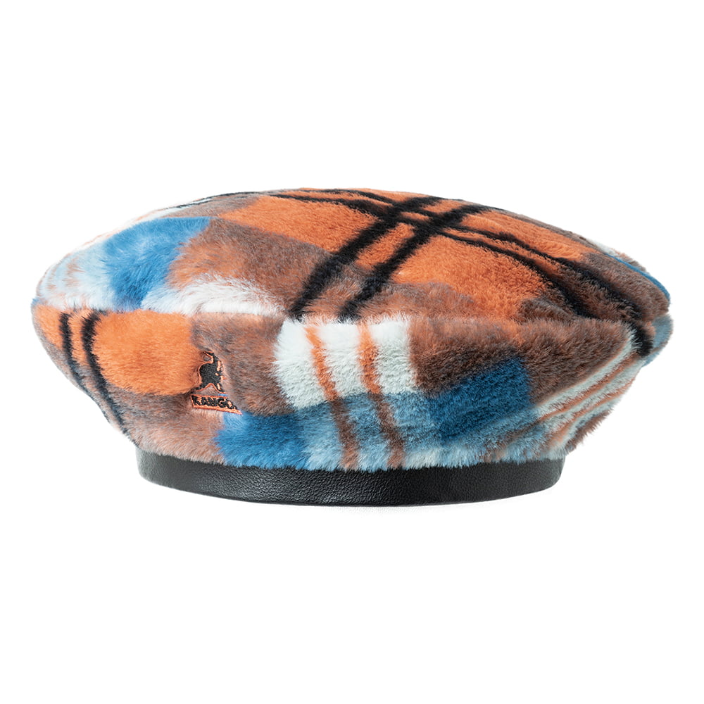 Béret en Fausse Fourrure orange-bleu KANGOL