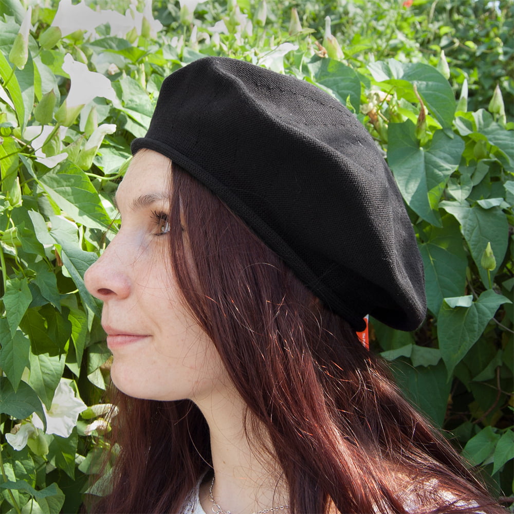 Béret en Coton 26,5cm de Diamètre noir SUR LA TÊTE