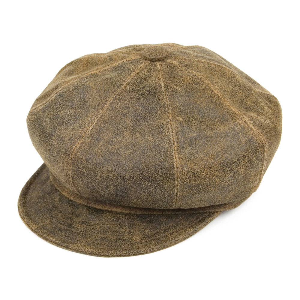 Casquette Gavroche en Cuir Antique marron NEW YORK HAT CO.