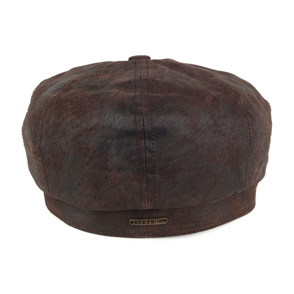 Casquette Gavroche en Cuir Hatteras marron STETSON