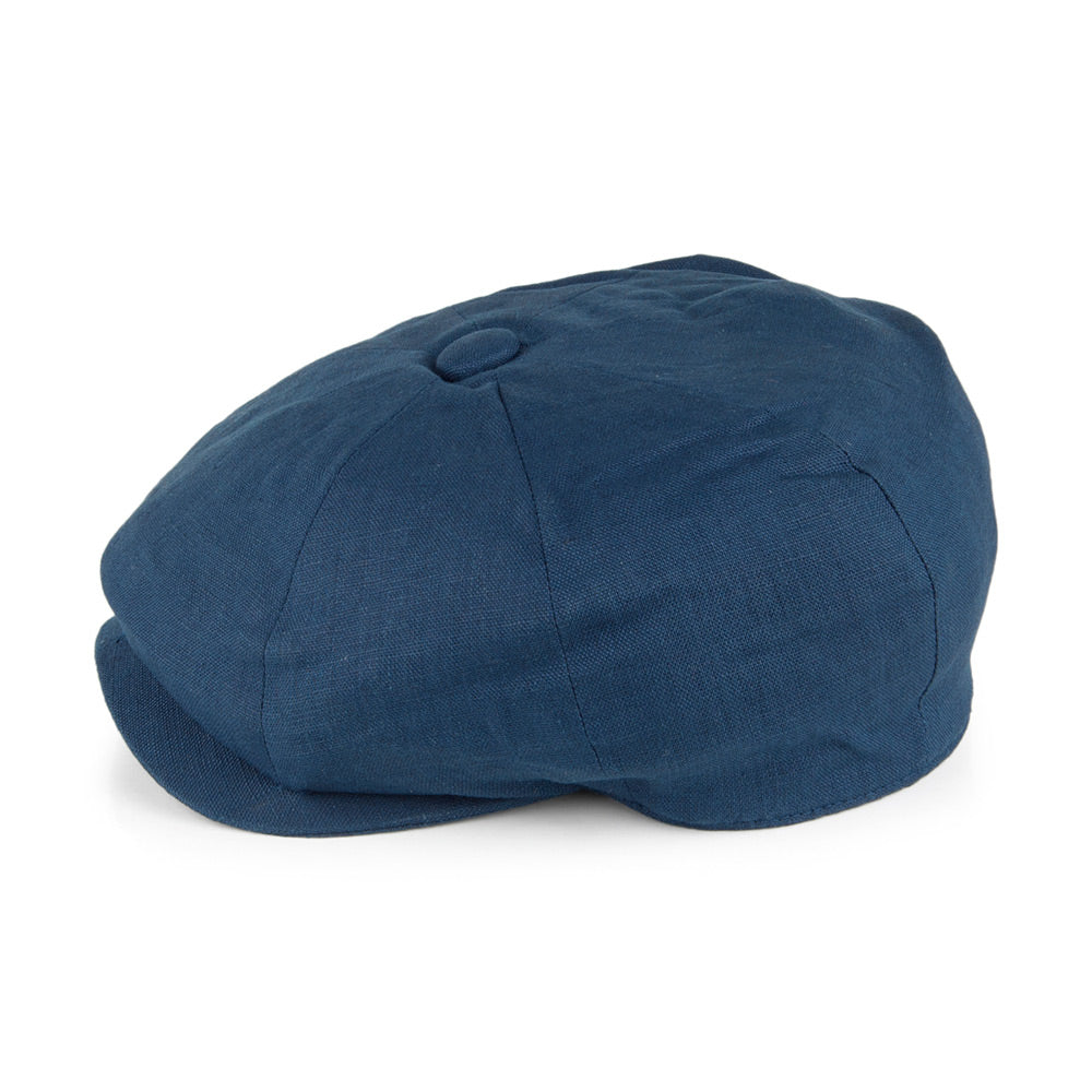 Casquette Gavroche à 8 Pans en Lin bleu CHRISTYS