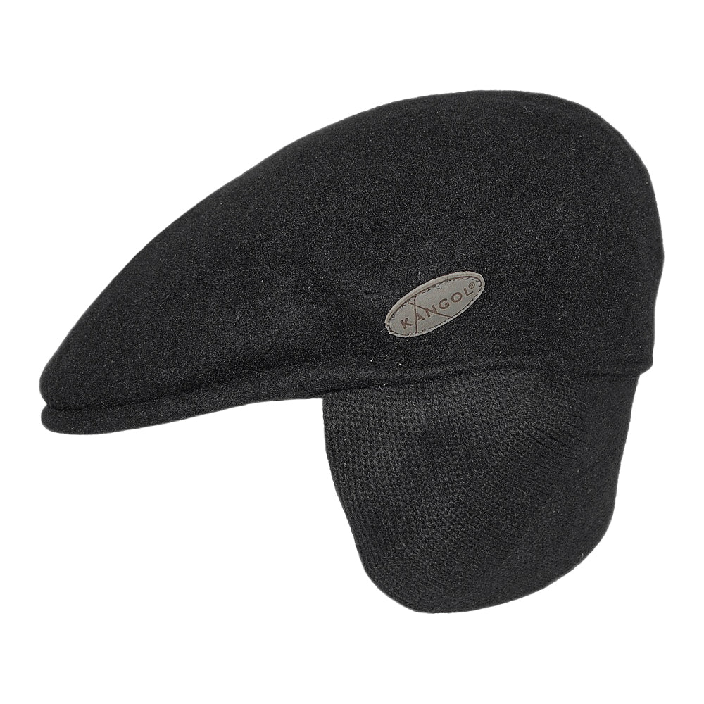Casquette Plate en Laine 504 avec Protège-Oreilles noir KANGOL