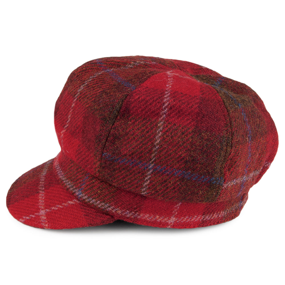 Casquette Gavroche en HARRIS TWEED Gabby rouge FAILSWORTH