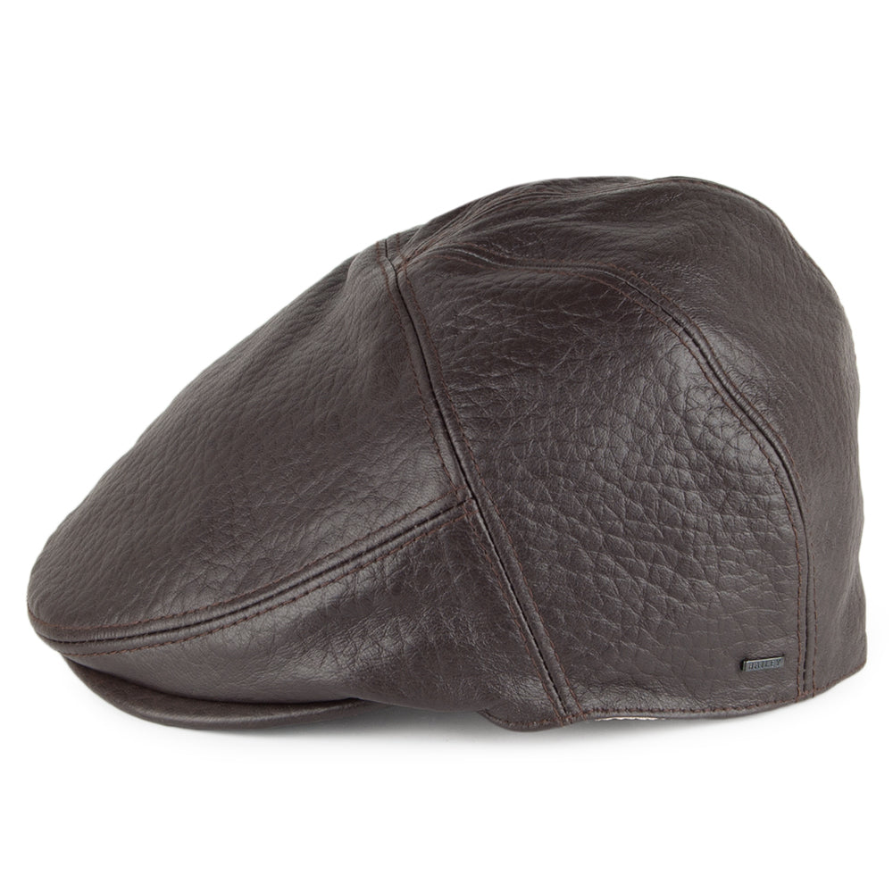 Casquette Plate en Cuir Langham marron foncé BAILEY