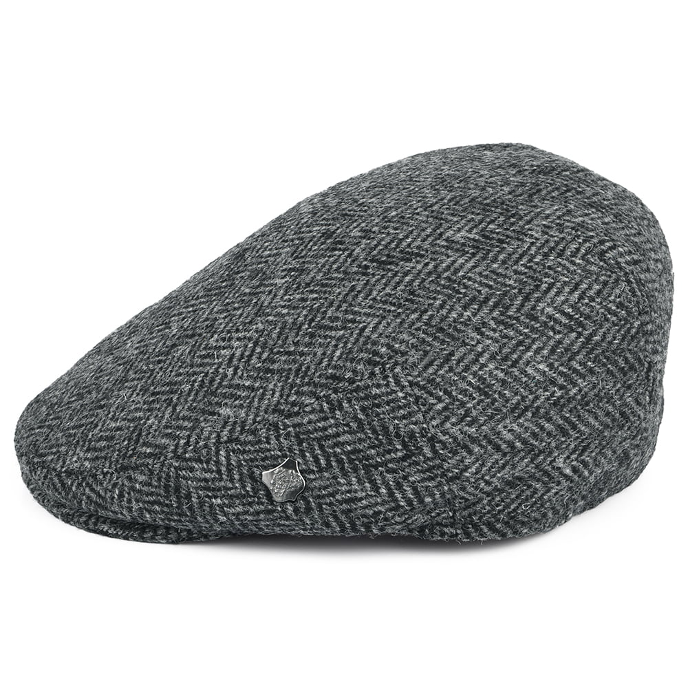 Casquette Plate en HARRIS TWEED à Chevrons Stornoway gris FAILSWORTH