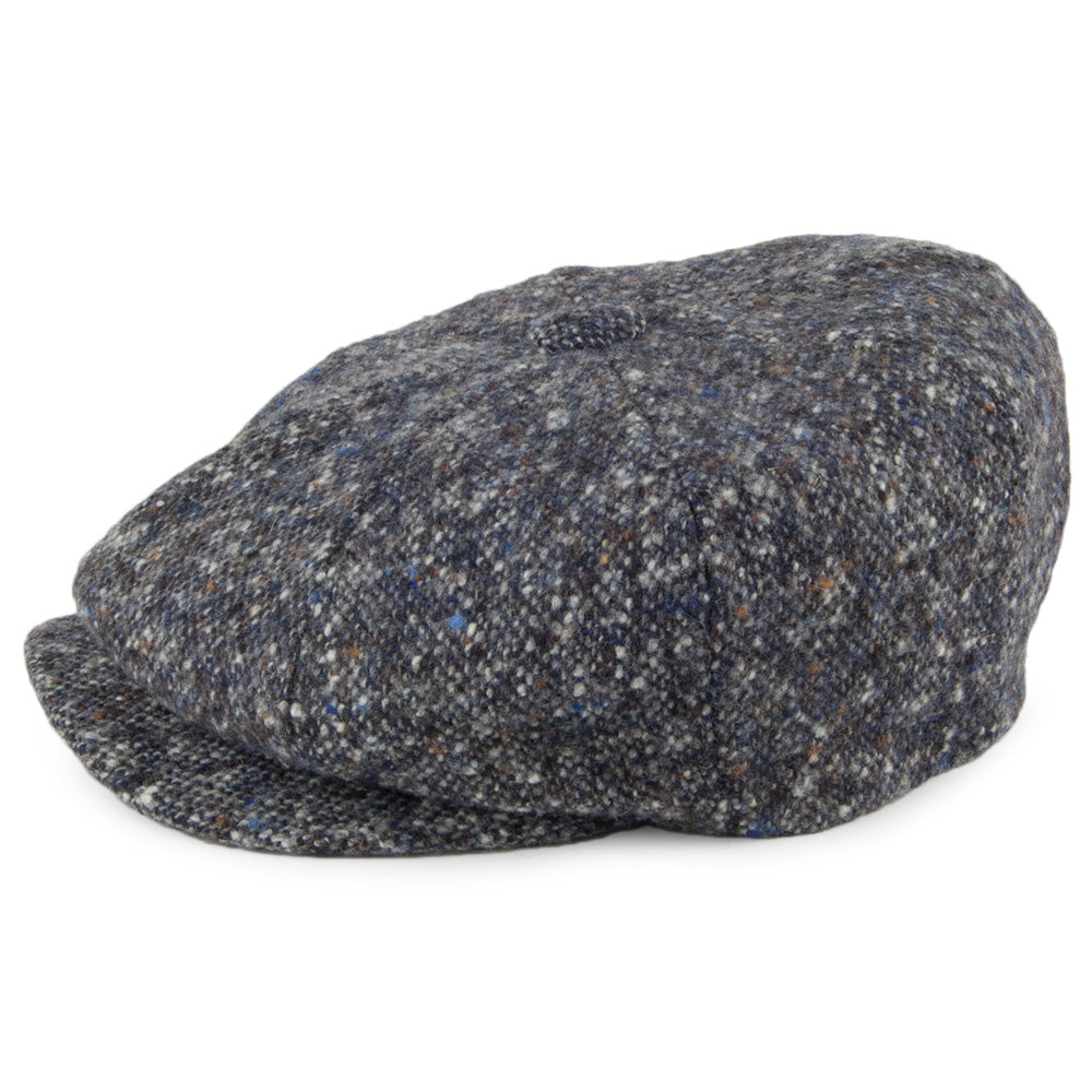Casquette Gavroche en Donegal Tweed Chiné bleu-gris CITY SPORT