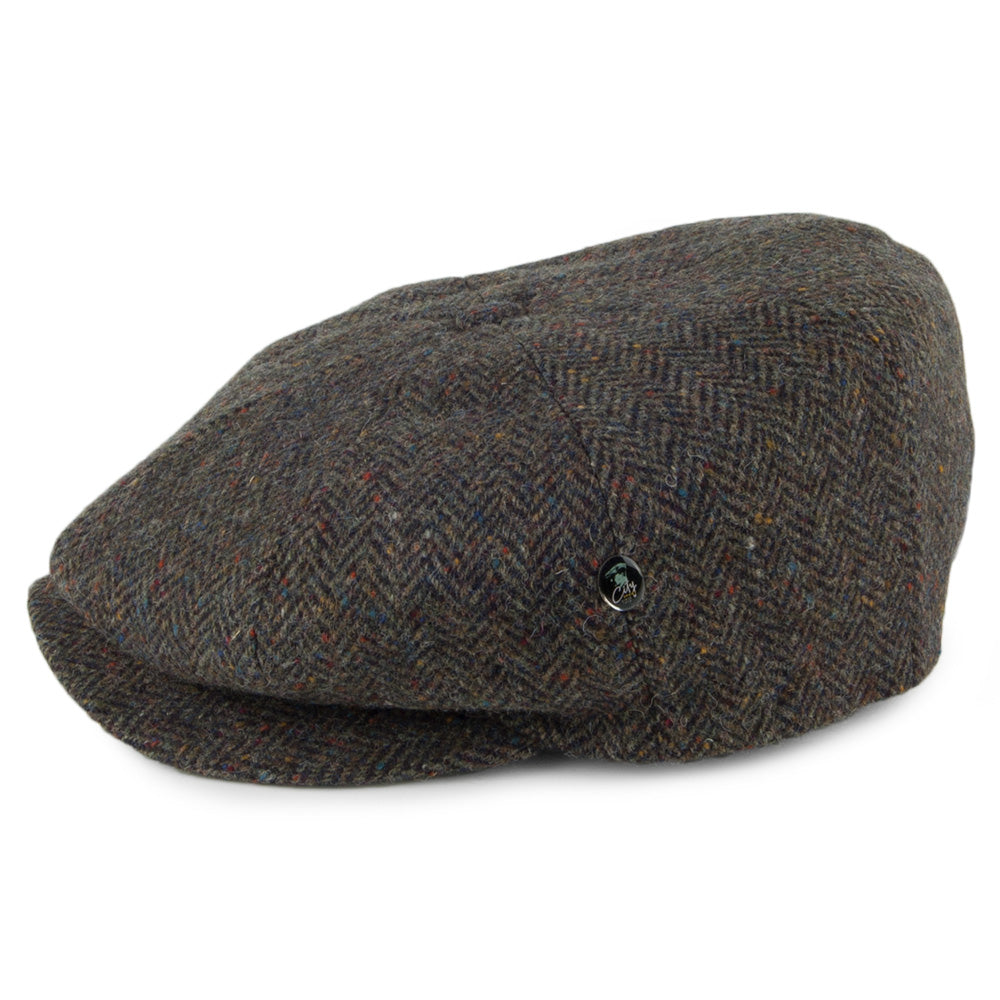 Casquette Gavroche en Tweed du Donegal à Chevrons forêt CITY SPORT
