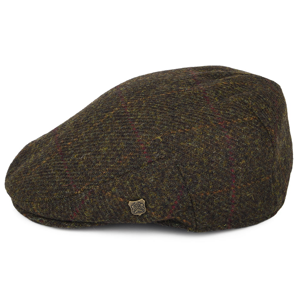 Casquette Plate en HARRIS TWEED à Carreaux Stornoway tourbe FAILSWORTH