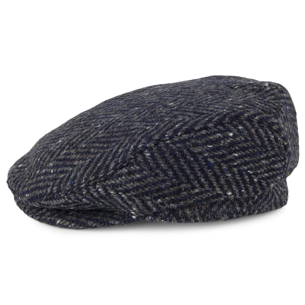 Casquette Plate en Tweed du Donegal Longford bleu marine-gris FAILSWORTH
