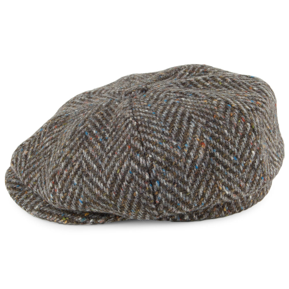Casquette Gavroche en Tweed du Donegal à Chevrons Mayo tourbe FAILSWORTH