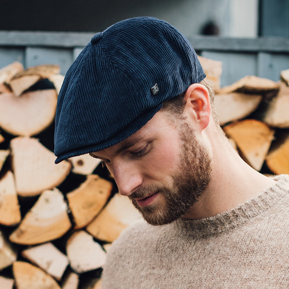 Casquette Gavroche en Velours Côtelé Hudson bleu marine FAILSWORTH