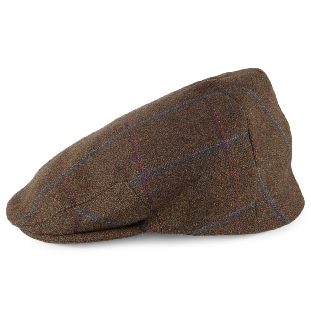 Casquette Plate en Tweed Saxon Kinloch olive OLNEY