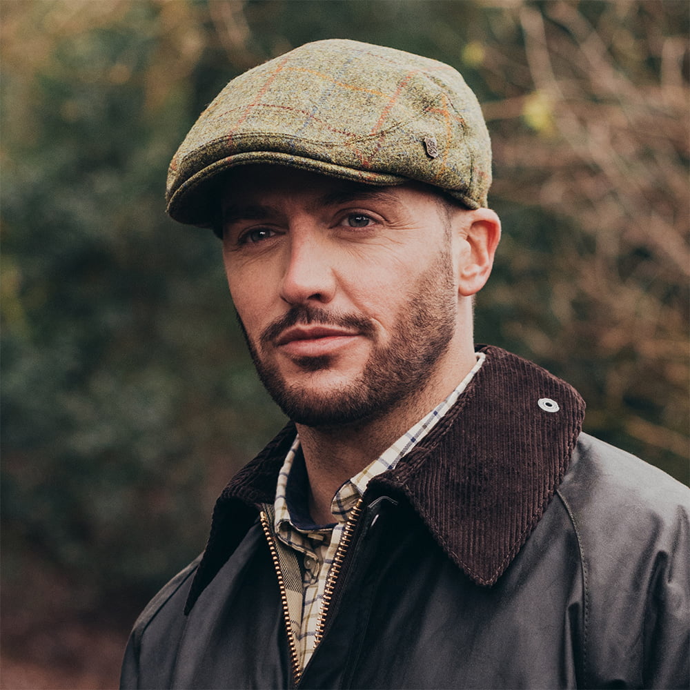 Casquette Plate Hydrofuge à Carreaux Gamekeeper olive et mix de couleurs FAILSWORTH