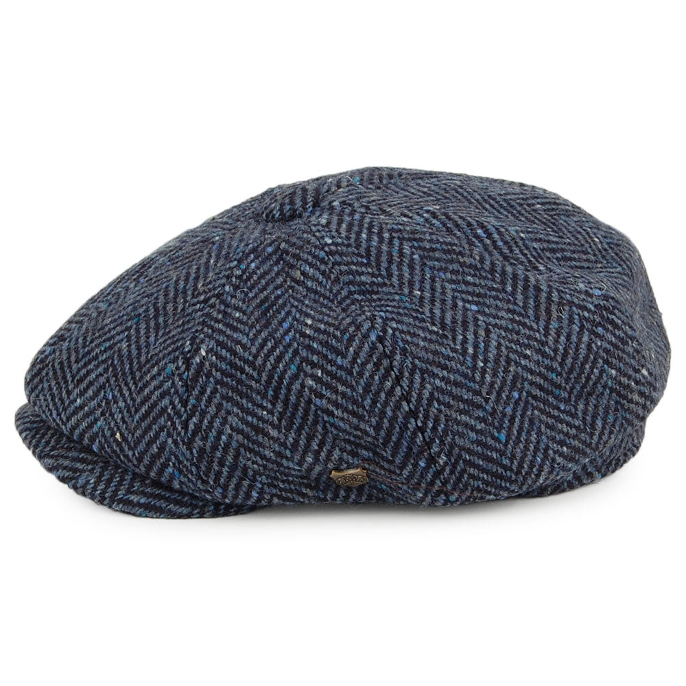Casquette Gavroche en Tweed du Donegal à Chevrons Malmo bleu-multi FAILSWORTH