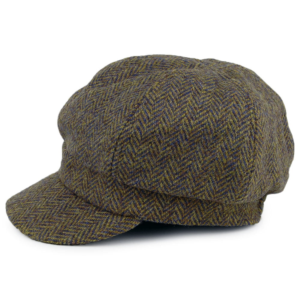 Casquette Gavroche en HARRIS TWEED à Chevrons Gabby olive et mix de couleurs FAILSWORTH