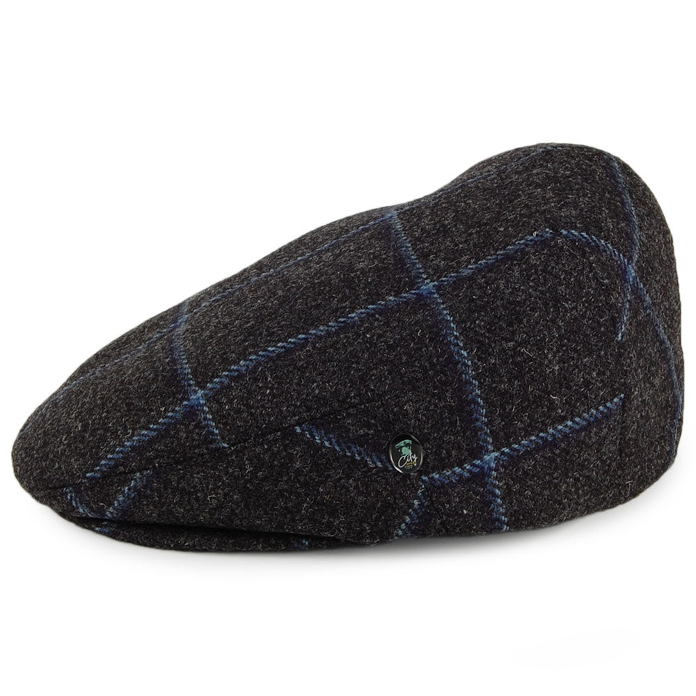 Casquette Plate en Laine Britannique à Carreaux Saxony anthracite CITY SPORT