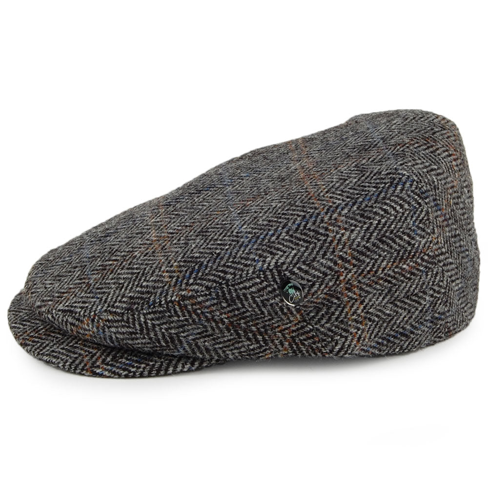 Casquette Plate en HARRIS TWEED à Visière Allongée gris-noir CITY SPORT