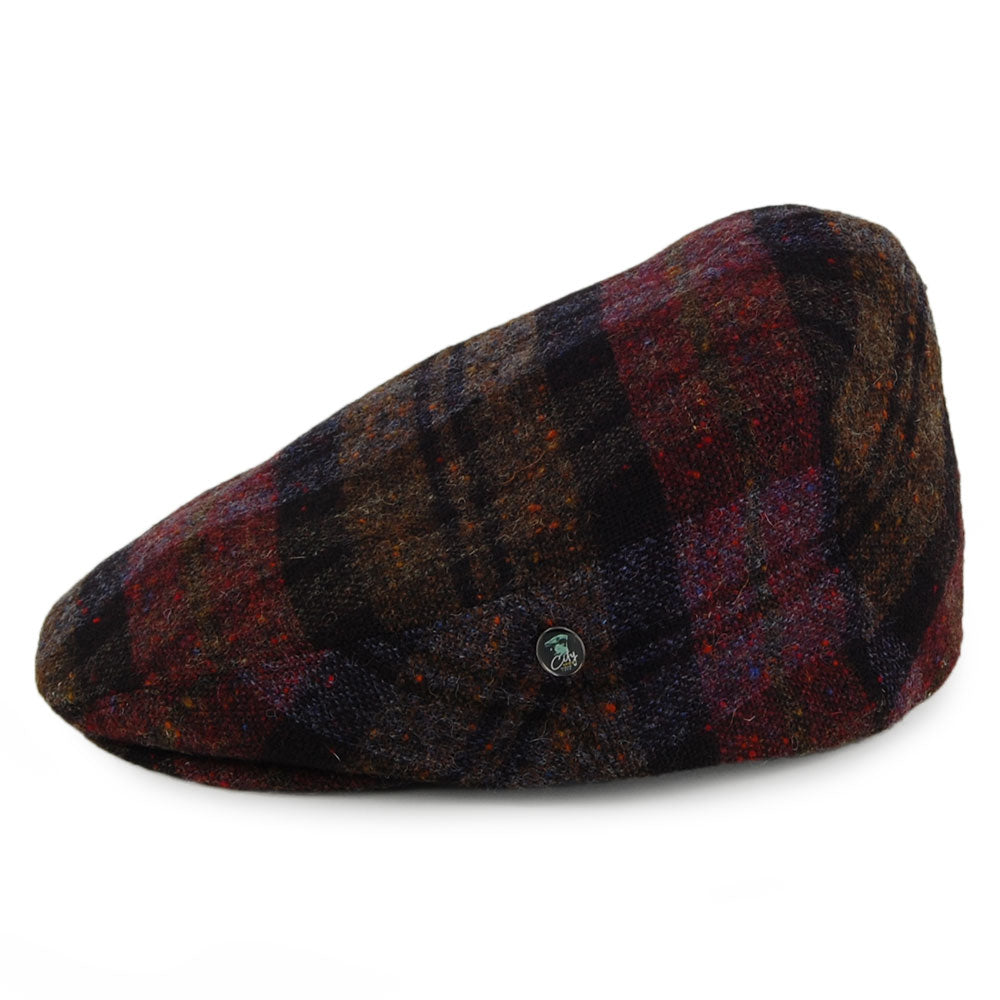 Casquette Plate en Tweed du Donegal bordeaux-noir CITY SPORT