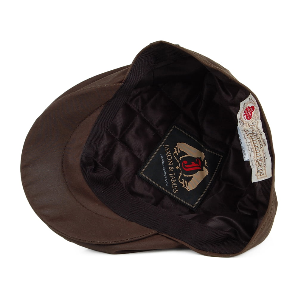 Casquette Plate en Coton Ciré British Millerain marron JAXON & JAMES