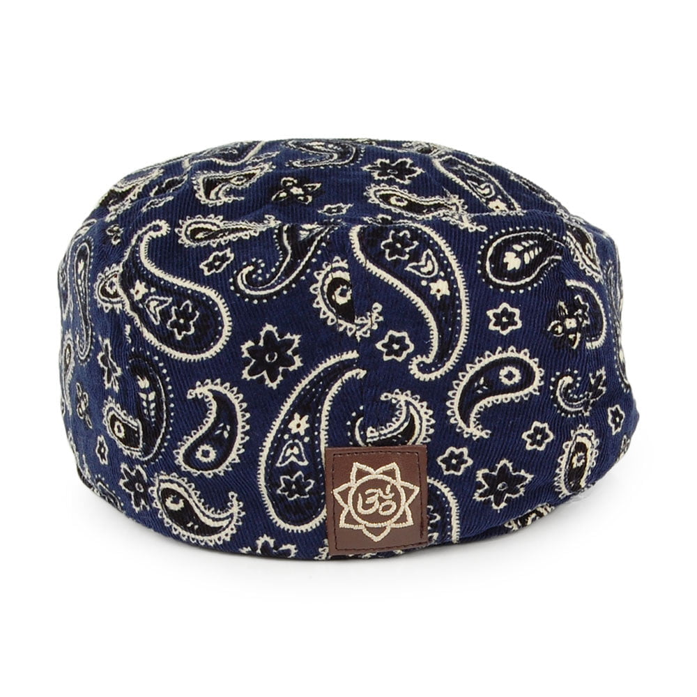 Casquette Plate en Velours Côtelé Paisley Fantasy bleu marine-mix CARLOS SANTANA